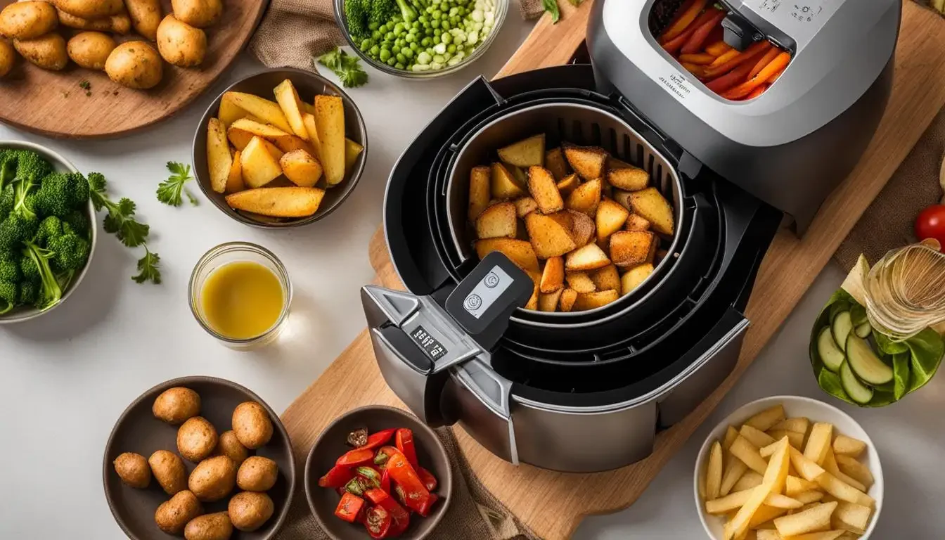 سرخکن بدون روغن در حال پخت غذاهای ترد و سالم